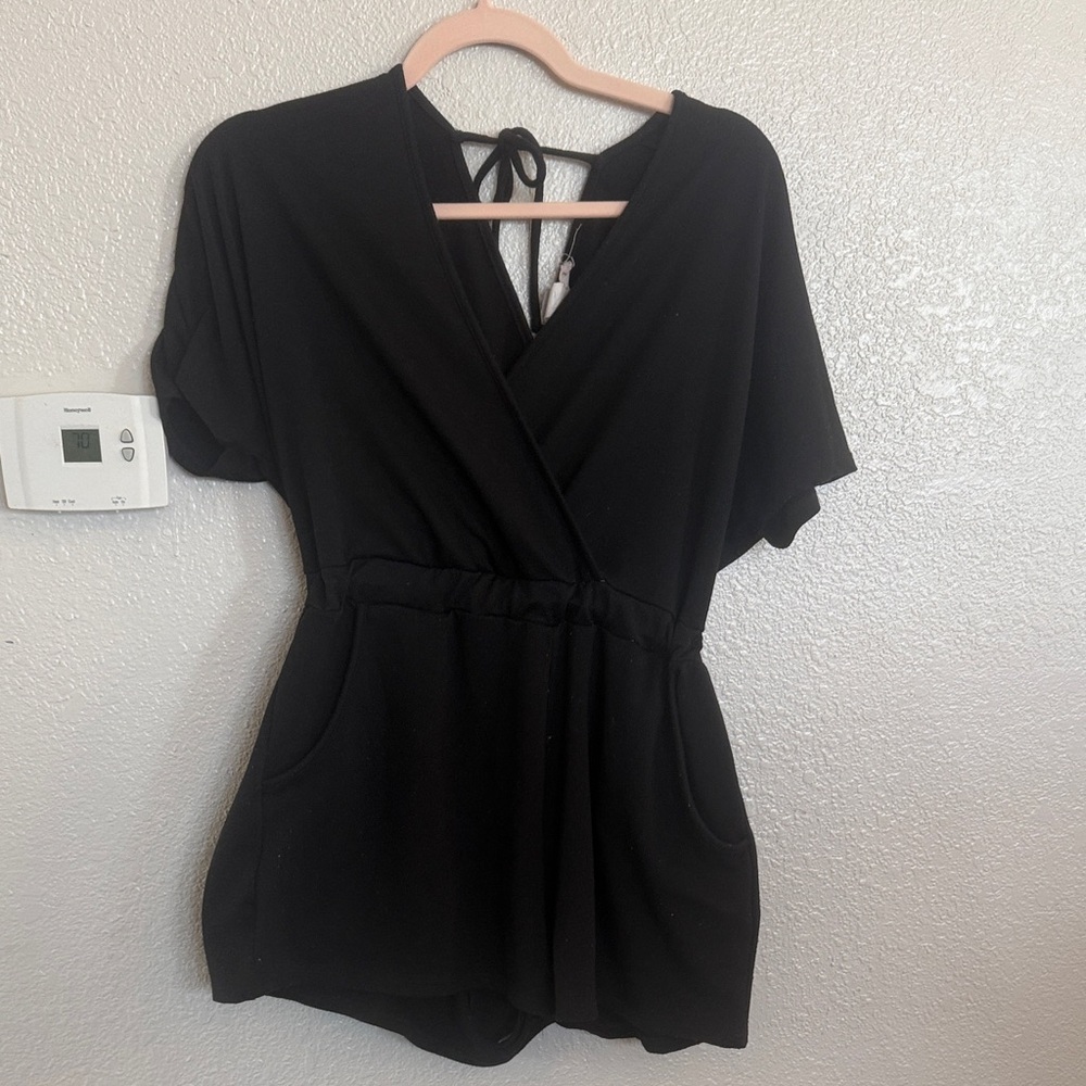 Rolla Coster Black Short Sleeve Wrap Romper